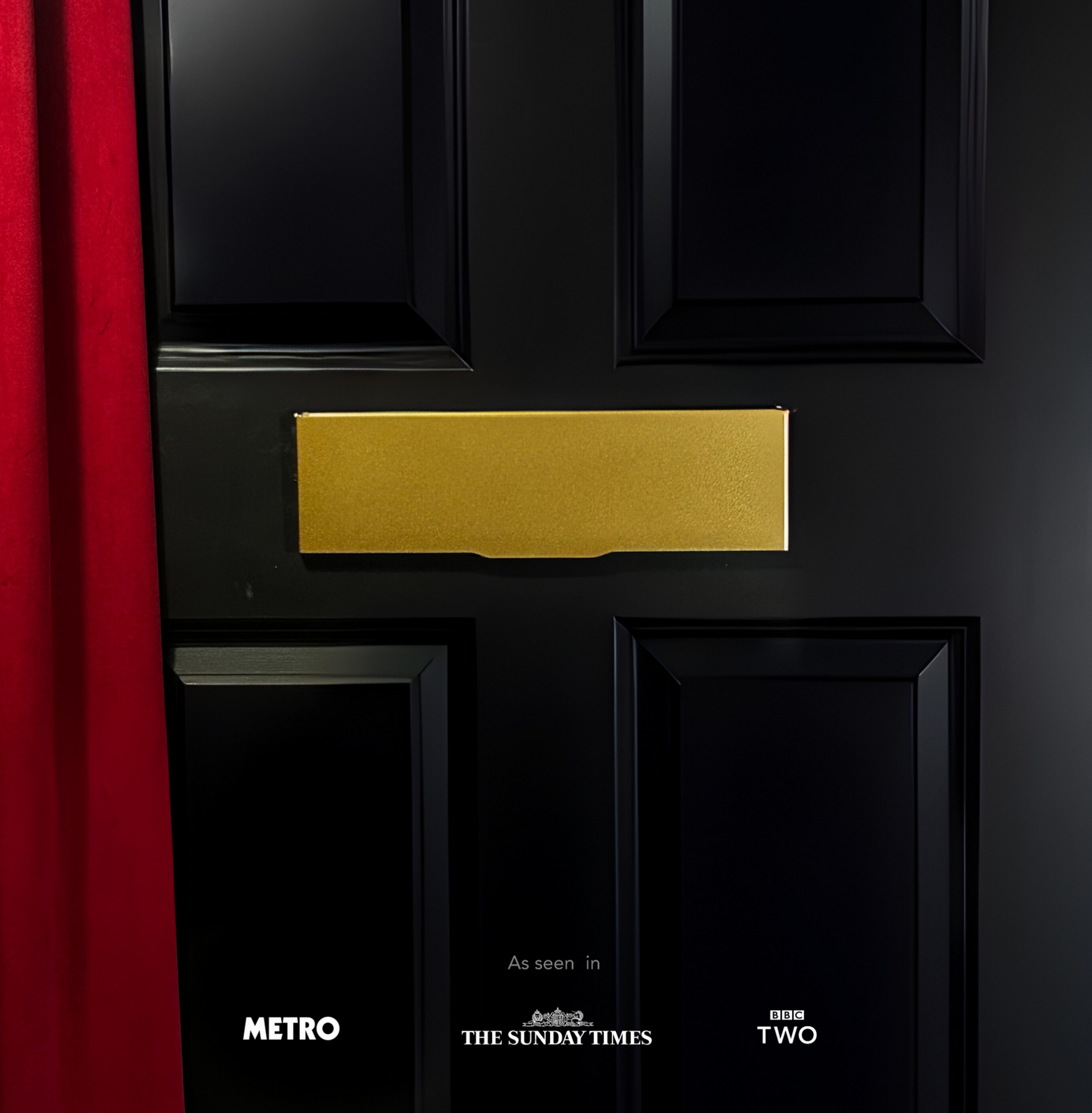 Magflap MK3 horizontal letterbox draught excluder in brass effect finish with magnetic seal design
