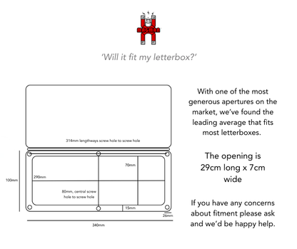 Measurement diagram for Magflap MK3 Letterbox by magman and an explanataion on how it can be fitted and why 