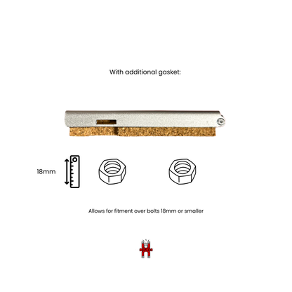 Installation diagram for Magflap MK3 with additional rear gasket for bolt clearance