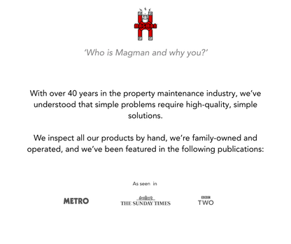 Text about Magman's experience in property maintenance industry and their inspection process.