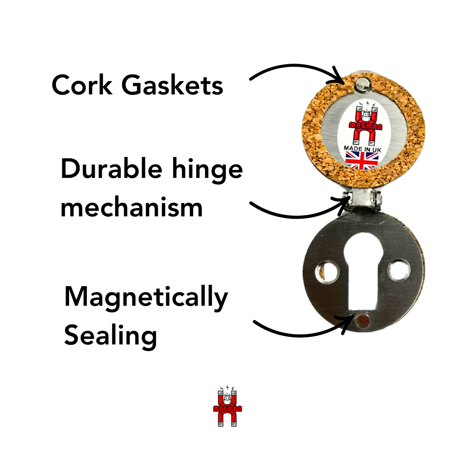 Mini Magflap® - Metal, Magnetically Closing, Keyhole Draught Excluder